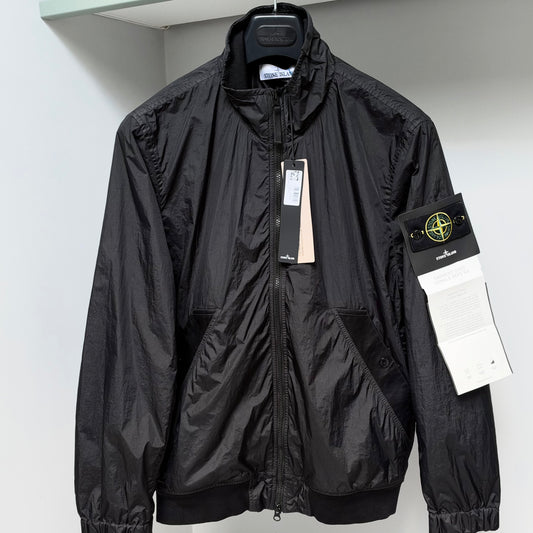 Stone Island Black Garment Dyed Crinkle Reps NY Full Zip Jacket - Medium