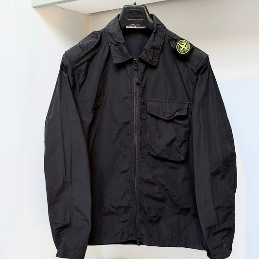 Stone Island Black Naslan Light Shoulder Badge Full Zip Overshirt - Medium
