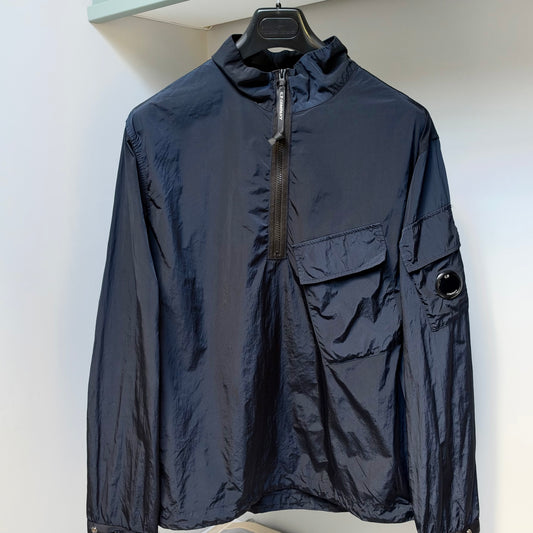 CP Company Blue Chrome-R Nylon Half Zip Lens Smock Overshirt - Large