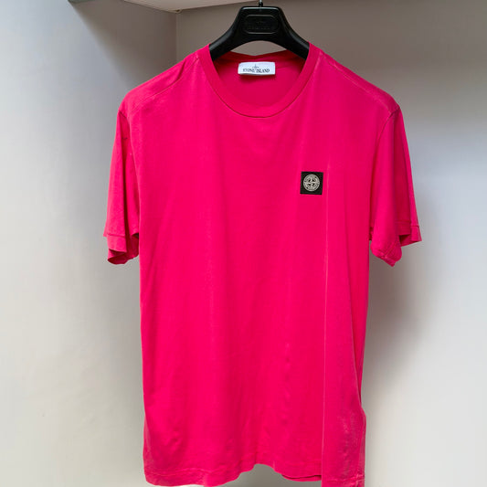 Stone Island Pink Cotton Patch Logo T shirt - Medium