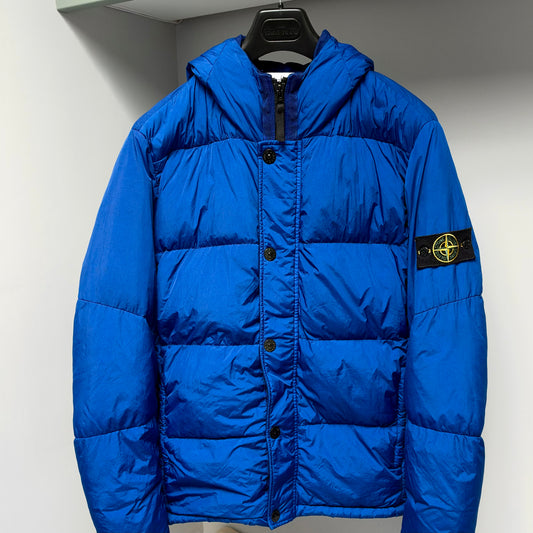Stone Island Blue Garment Dyed Crinkle Reps NY Down Full Zip Jacket - Large