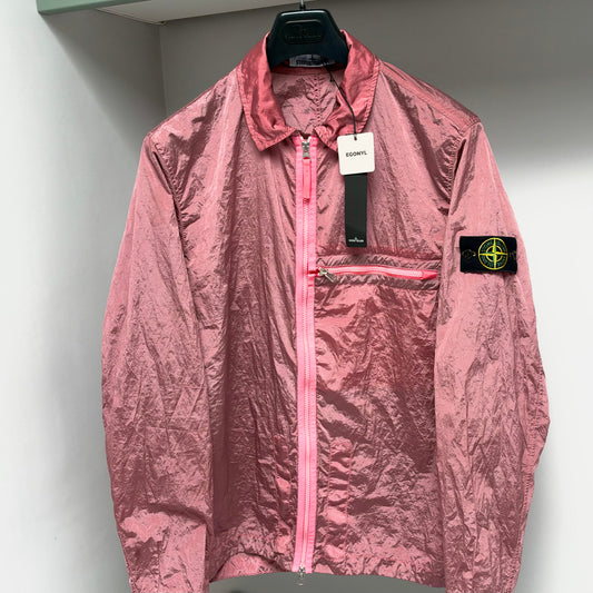 Stone Island Pink Nylon Metal In Econyl Full Zip Overshirt - XL