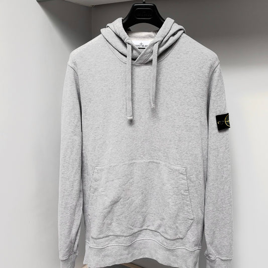 Stone Island Grey Organic Cotton Fleece Pullover Hoodie - Large