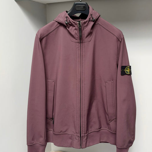 Stone Island Burgundy Soft Shell-R Full Zip Jacket - XXL