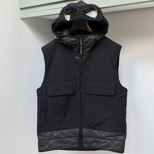 CP Company Black Shell-R Mixed Padded Full Zip Goggle Gilet - Medium