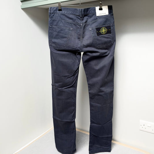 Stone Island Blue Cotton Chinos - 30W 34L Regular Tapered Fit