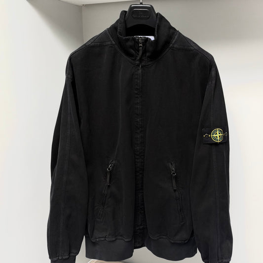 Stone Island Black Old Effect Cotton Full Zip Harrington Jacket - 3XL